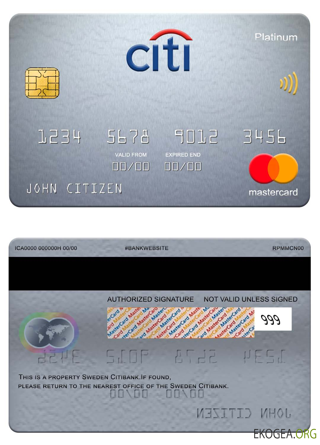 Suède Citibank mastercard platine